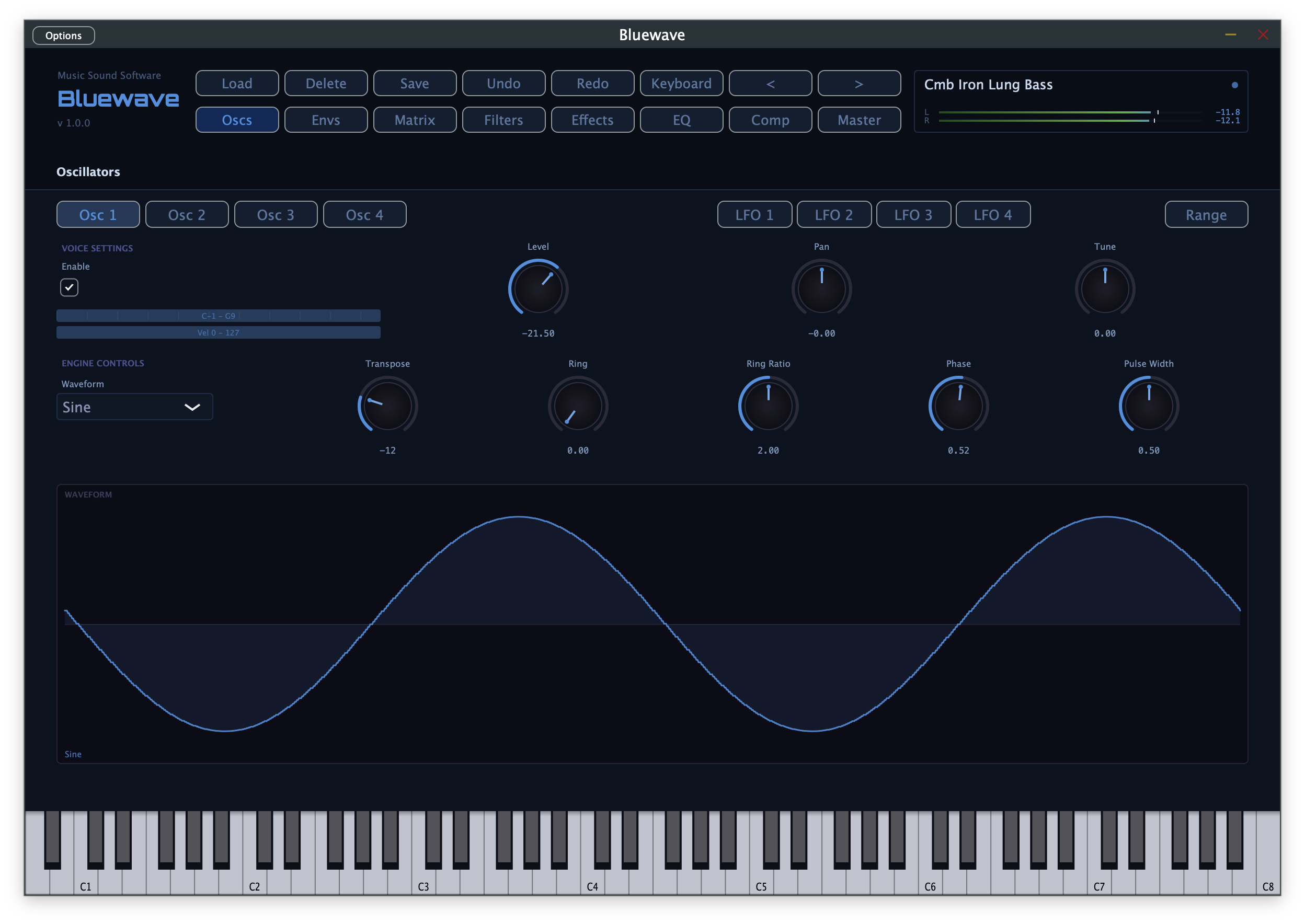 Bluewave Subtractive oscillator panel