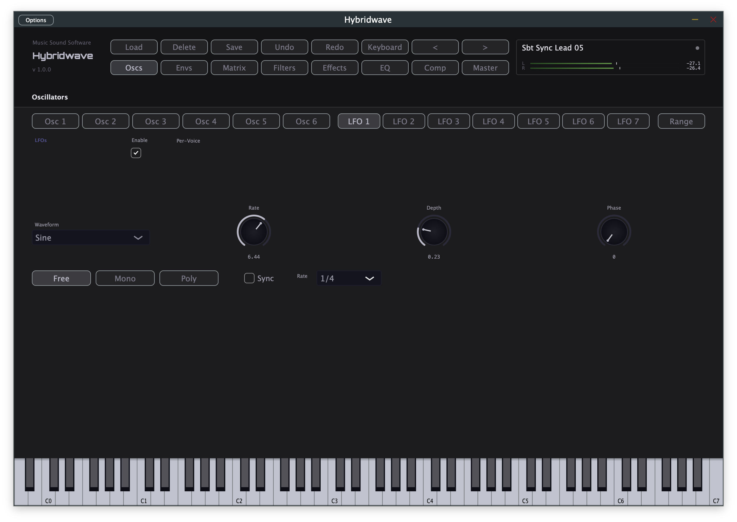Hybridwave LFO page